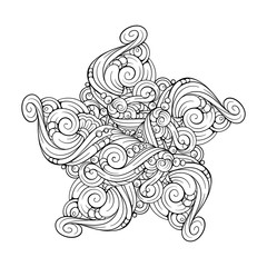 Vector abstract black and white ethnic star shape mandala motif