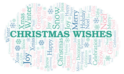 Obraz premium Christmas Wishes word cloud.