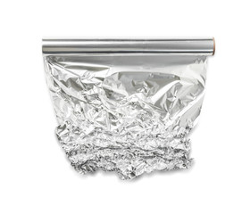 close up of an aluminum foil on white background