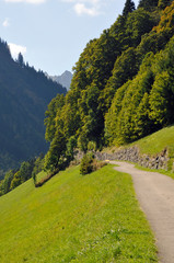 weg von mittelberg nach baad im kleinwalsertal