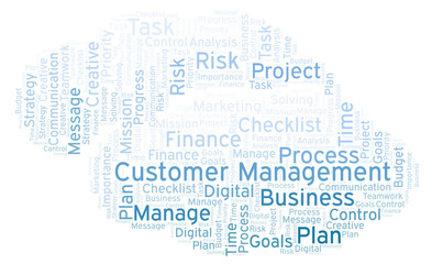 Obraz na płótnie Canvas Customer Management word cloud, made with text only.