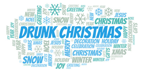 Obraz premium Drunk Christmas word cloud.