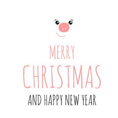 Vector illustration of Merry Christmas and Happy New Year text