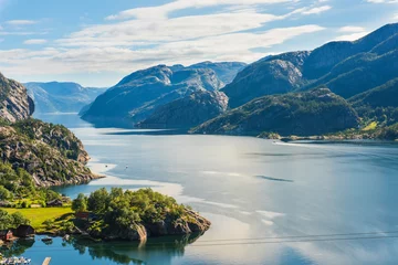 Foto auf Acrylglas Norwegian fjord and mountains in summer Lysefjord, Norway © Kotangens