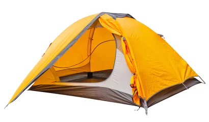 Papier Peint photo Lavable Camping Tente touristique ouverte orange