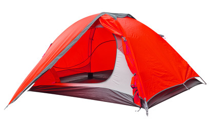 Red open tourist tent - 237721099