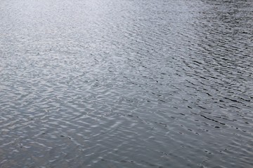 The wave patterns on the water surface on a close view.