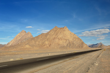 Road to Chak Chak (drip drip) Zoroastrian temple in to deep desert, northwest of Yazd Silk Road, Iran
