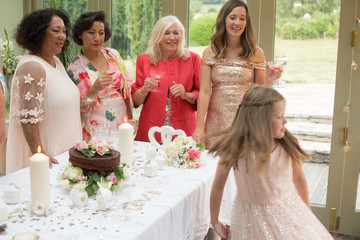 Female wedding guests at reception