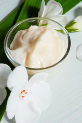 Cosmetic cream white flower