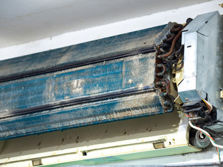 Older air conditioner in the wash. After not maintaining it for a long time. Dusty interior And the...