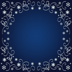 Image of snowflakes from the ornament on a dark blue background. EPS10