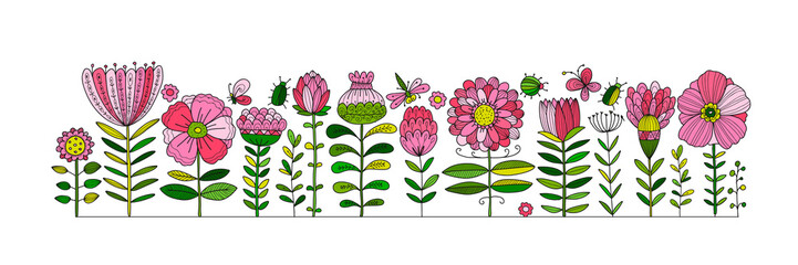Naklejki  Kwiatowy ogród, szkic do swojego projektu