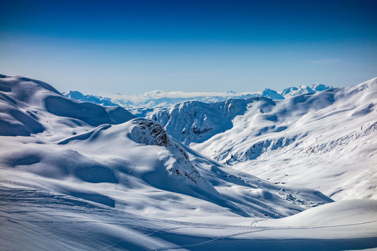 Snow covered Alps, Davos Platz, Graubunden, Switzerland