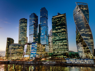 Fototapeta na wymiar Moscow city at sunset