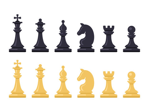 Black and White Chess Game Figures. Vector