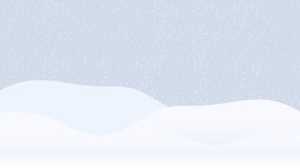 Snow landscape with snowflakes. Scenery vector illustration.