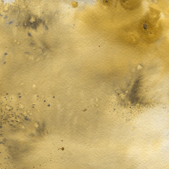 Yellow watercolor texture with abstract washes and brush strokes on the white paper background.