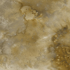 Yellow watercolor texture with abstract washes and brush strokes on the white paper background.