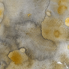 Yellow watercolor texture with abstract washes and brush strokes on the white paper background.