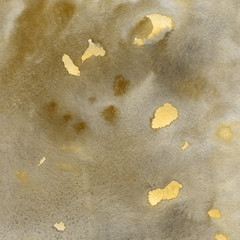Yellow watercolor texture with abstract washes and brush strokes on the white paper background.