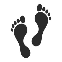 Trace of human foot. Footprint path, footprints, silhouette sign of human traces. Vector illustration 