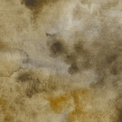 Yellow watercolor texture with abstract washes and brush strokes on the white paper background.