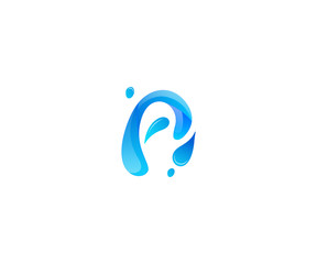 letter A logo template with water splash