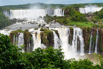 Cascade of Iguazu Falls, One of the New Seven Wonders of Nature, in Brazil and Argentina