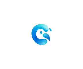 letter G logo template with water splash