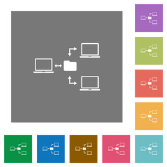 Network file system square flat icons