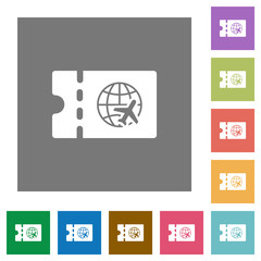 World travel discount coupon square flat icons
