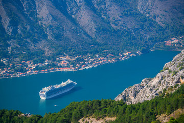 Cruise ship at bay Kotor in Montenegro
