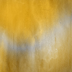 Yellow watercolor and ink paper textures on white background. Chaotic stylish abstract organic design.