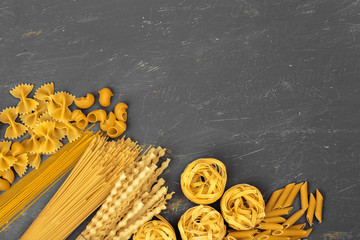Various pasta. Cooking concept.