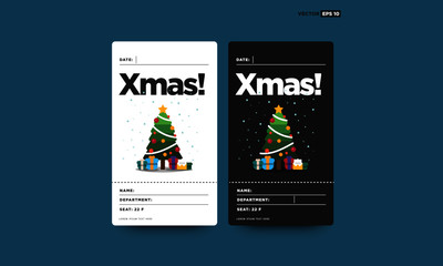 Christmas Tree Tag Card with Name Department Details and Man Illustration