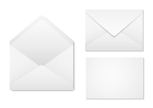Blank paper envelopes for your design. Envelopes mockup front and back view. Vector envelopes template.