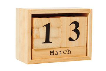 wood calendar isolated on white background