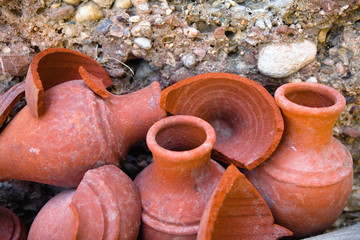 Beautiful earthenware jugs and their fragments.