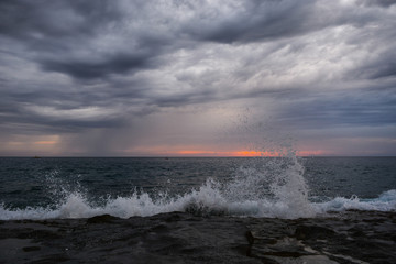 waves breaking on the beach
