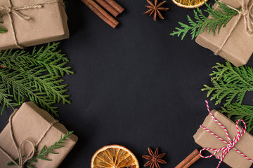 Christmas decoration with photo frame. with copy space