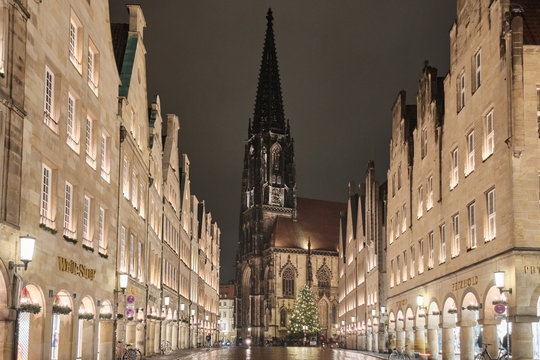 M&uuml;nster, Prinzipalmarkt mit Lambertikirche