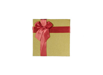 gift box in red yellow top view isolate