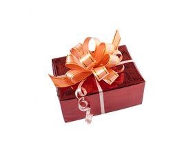 gift box in red package top view side isolate