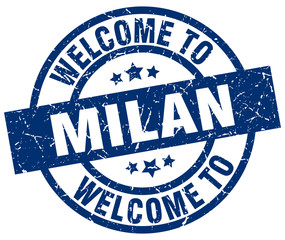 welcome to Milan blue stamp