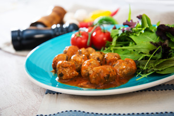 Moroccan Meatballs Served With Semolina and Vegetables
