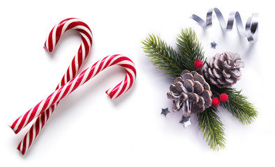 Christmas element on white background; top view;