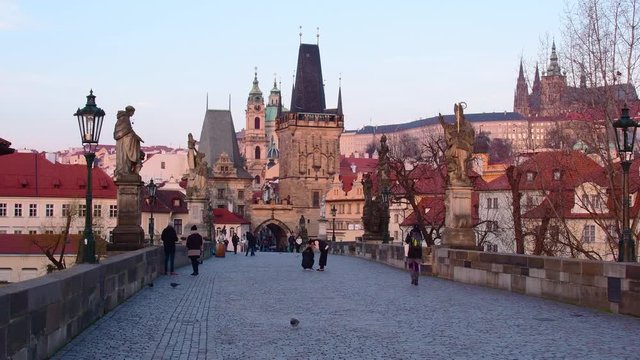 Czech Republic, Prague, Charles Bridge, Karluv Most over River Vlatava