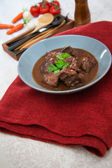 Red wine cock-delicious french recipe coq au vin
