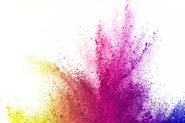 abstract powder splatted background. Colorful powder explosion on white background. Colored cloud....